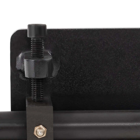 Close-up of bolt on bead roller machine frame for sheet metal fabrication