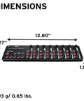 Slim Line USB Control Surface For DAWs With Low Profile Design Hands On Track Select And Marker Advance dimensions