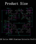 Kickstart Your Next Fabrication Build With This Beefy 6060 T Slot Aluminum Extrusion Profile Black Matte Finish 1000 mm Length engineering drawing with dimensions.