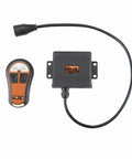 Wireless Winch Remote Control For Off Road Recovery With 50 Foot Range Power In And Power Out Receiver Fits 6000 9000 And 12000 Series Winches Easy Mount For Safe Hands Free Winching, showing a compact remote and receiver set