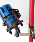 Rock Solid Laser Level Bracket For Telescoping Poles Universal Fit Rotary Line Lasers Heavy Duty Job Site Essential attached to pole.
