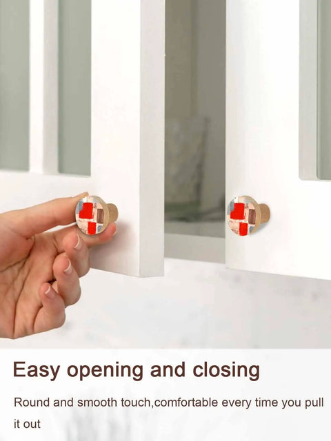 Gonna Level Up Your Cabinetry With These Knockout Beech Wood Cabinet Knobs Set Of Two 1.4 Inch Round Drawer Pulls sporting red painted finish on cabinet.