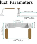 Heavy Duty Toilet Safety Rail For Seniors Featuring Slick Flip Up Wooden Armrest With Non Slip Grip and Rust Resistant Finish dimensions diagram.