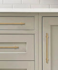 10 Pack 5 Inch 128 mm Brushed Brass Cabinet Pulls Solid Heavy Duty Drawer Handles for Kitchen Cupboard and Dresser Rust Resistant Gold Hardware Easy Breezy Install Hella Durable Cabinet Hardware on cabinets