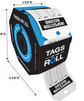 Flat Out Dependable Inspection And Status Record Tags By The Roll Including A Portable Octagon Dispenser showing roll dimensions and inspection record form.