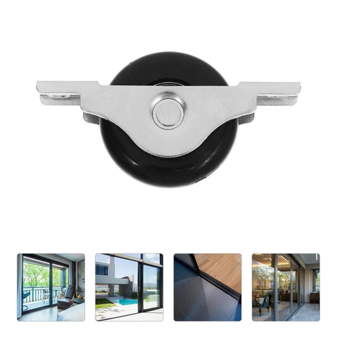 Premium Heavy Duty Nylon Sliding Door Rollers And Closet Track Pulleys top view with metal clip and black wheel for home doors use.