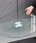 Heavy Duty 43 Inch Lazy Susan Turntable Smooth 360 Rotating Tempered Glass Dining Table Serving Tray with silver base