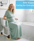Adjustable Height Toilet Safety Rails With Wood Finishes Big Time 350 Lb Support For Seniors And Mobility Needs in bathroom.