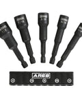 Set of five SAE impact magnetic nut driver set two and a half inch pro grade nut setters with industrial strength magnets