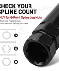 Close-up of Heavy Duty 6 Spline Lug Nut Key showing necessary spline count for proper fit and use with wheel locks.