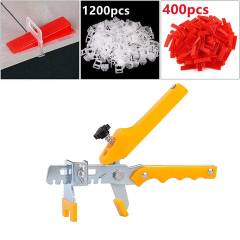 Pro Grade Tile Leveling System Kit With 1200 Clips And 400 Reusable Wedges, Includes Tile Plier, One Sixteenth Inch Gap Spacers