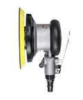 Side view of Portable 5 Inch Random Orbital Air Sander Polisher With 10000 RPM Low Noise Ergonomic Grip showing pad and grip handle
