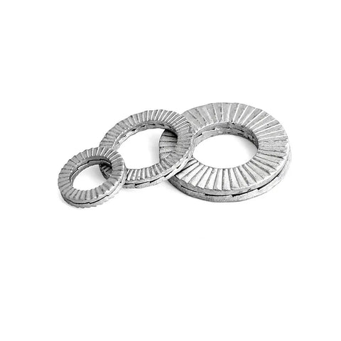 Heavy Duty 304 Stainless Steel Wedge Lock Washers Double Deck Gaskets M3 To M36 Din25201 with unique tooth design