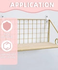 Dang Sturdy Wire Shelf Loop Clips Pair With 100 Matching Screws Heavy Duty Shelving Brackets for closet organization, gold wire design and wooden shelf.