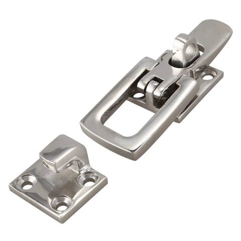 Premium Two Pack 316 Marine Grade Stainless Steel Boat Door Latch Catch And Anti Rattle Fastener Clamp Designed To Hold Tight For Years Of Smooth Sailing And Chill Lake Days Exactly 70mm Size, showing latch and catch.
