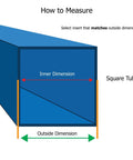 Diagram illustrating how to measure for Double Star Threaded Caster Insert In Heat Treated Steel For One And One Quarter Inch Square Tubing