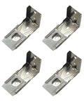 Heavy Duty L Shaped Metal Mounting Brackets For Shutters And Rolling Curtains Rock Solid Cold Rolled Steel Hardware Kit 4 Piece Set, close-up view.