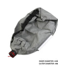 Semi-Pro Vacuum Collection System With Two Meter Hose And Dust Bag Compatible With Electric Drywall Sanders And Self-Primed Sanding Machines For Clean Shop Floor showing a gray reusable dust bag with size measurements.
