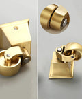 Heavy Duty Brass Caster Wheels For Furniture Slick Polished Gold Vintage Casters showing 360-degree swivel and square cup mount.