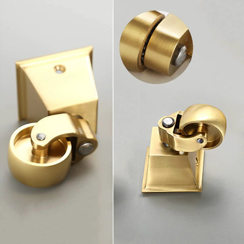 Heavy Duty Brass Caster Wheels For Furniture Slick Polished Gold Vintage Casters showing 360-degree swivel and square cup mount.
