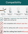 Compatibility chart for Ceiling Fan Control And Dimmer Wall Switch 2 In 1 Light And Ceiling Fan Combo Single Pole