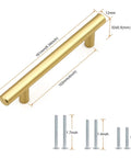 Top Shelf Gold Cabinet Pulls And Handles 4 Inch Hole Center Round Stainless Steel Drawer Knobs For Kitchen Furniture Upgrades Knockout Finish Easy Breezy Setup 30 Pack with measurements and screws.