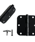 Heavy Duty 3.5 Inch Matte Black Door Hinges With 5 8 Inch Rounded Radius and Silky Smooth No Squeak Nonsense Operation. Includes screws.