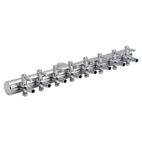 Eight Way Aquarium Air Flow Control Valve With Slick Manual Adjustment Levers Rock Solid Chromium Copper Build Fish Tank Oxygen Distributor with 8 output ports.
