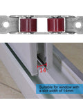 Slick Heavy Duty Double Wheel Window Pulleys And Sliding Door Rollers showing two nylon pulleys and 14mm track.