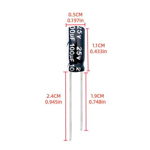 High Temperature Aluminum Electrolytic Capacitors 100uF 25V 5x11mm Durable Pack Of 10 For Power Supplies And Industrial Projects With Long Life Capacitance And Low Leakage, 25V 100uF