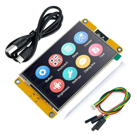 4.0 Inch Touch Screen Module With ESP32-32E Core, 320x480 TFT LCD Display, Built In WiFi And Bluetooth, ST7796S Driver shown with accessories
