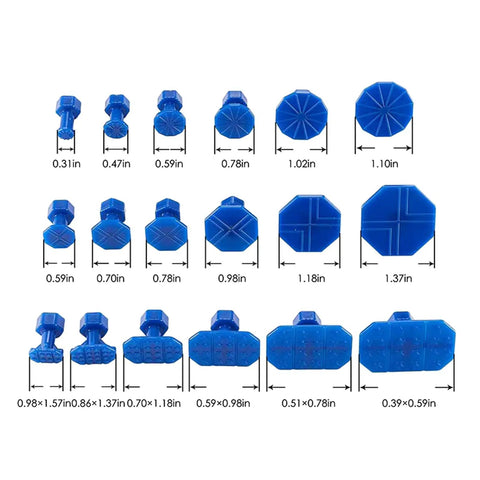 DIY Auto Body Dent Repair Kit With Glue Tabs, various blue plastic sizes for dent removal