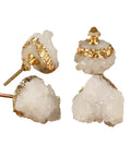 Slick Gold Plated Quartz Cabinet Knobs And Dope Crystal Drawer Pulls For Ace Kitchen Remodels Featuring Premium Natural Gemstone Hardware Plus Accessories. Set of four gold and white quartz drawer pulls.
