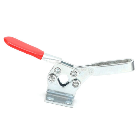 Beefy Horizontal HT 225 D Welding Toggle Clamp With Arrow Storage Case Heavy Duty Cold Rolled Steel 227 Kg Holding Capacity 100 Degree Handle red lever