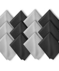 12-pack eyeglass cleaning cloths, 6 black & 6 gray, 6x7 in, lint-free lens wipes for glasses, screens and electronics