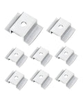 Rock Solid Solar Panel Mid Clamps Beefy 6061 Aluminum Alloy for Heavy Duty PV Racks, 8 pack of durable clamps in silver finish.