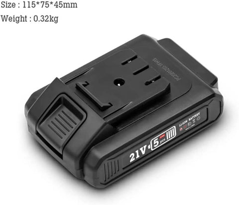 Compact 21V Cordless Drill Kit Featherweight Power Driver battery pack, 115*75*45mm, lightweight design for easy handling.