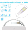 Aluminum Modern LED Wall Sconce Set Of 2 Dope Hardwired Up And Down Wall Mount Lights For Living Room Bedroom Hallway Corridor Cool White 6000K With G9 Bulbs product close-up with G9 LED bulb details