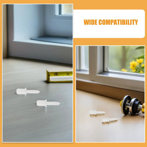 Complete Heavy Duty Plantation Blind Repair Kit Including 70 Color Matched Plastic Shutter Pins and Louver Staples on wooden surface.