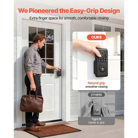 Matte Black Keyless Entry Door Lock With Auto Lock Keypad And Smooth Grip Design For Zero Fumbling Access And A Sleek Look That Puts You In Control So You Can Lock It Up Real Tight Every Single Time with easy-grip design.