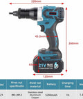 Straight Up Heavy Duty Cordless Rivet Gun Kit Rechargeable Electric Power Tool with 21V lithium battery and ergonomic handle.