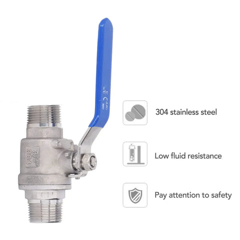 Heavy Duty 304 Stainless Steel 3/4 Inch Ball Valve With Male Thread For Plumbing And Job Sites Featuring PTFE Seals And Rock Solid Construction For Knockout Leak Free Performance
