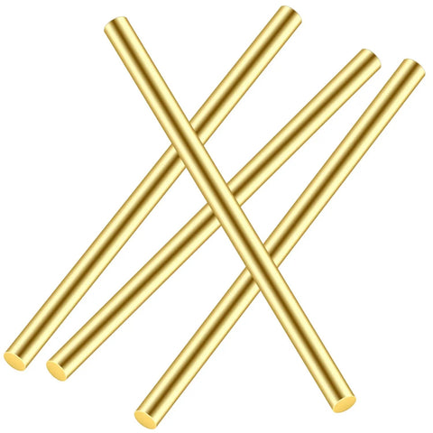 Four brass rods for DIY crafts, 12 inches long, 3/8 inch diameter, round stock lathe bar, jewelry making, handles, pins.