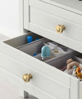10 Pack Champagne Bronze Cabinet Knobs for Kitchen and Dresser Drawers Zinc Knob Hardware installed on white dresser drawer