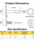 Product dimensions and size specifications for Premium 304 Stainless Steel Chicago Binding Screws Reusable Barrel Fastener Bolts.