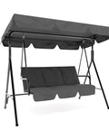 Three Person Outdoor Patio Swing Chair With Adjustable Canopy Shade Removable Sun Shade steel frame