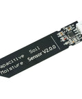 Close-up of a capacitive soil moisture sensor V2.0 with a 3-pin PH2.54 interface from the Ten Pack Capacitive Soil Moisture Sensor Modules 3.3V for Arduino and Raspberry Pi DIY Maker Projects.