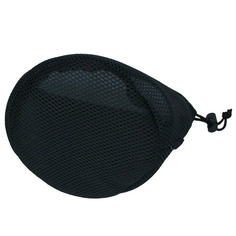 Nylon Mesh Camping Gear Storage Bag For Pots And Tableware, Drawstring Organizer Sack shown in black nylon material