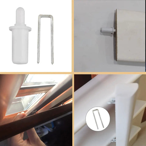 Built Tough Plantation Shutter Repair Kit With Slick Tilt Rod Louver Staples Plus Spring Loaded Pins for installing window hardware.