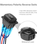 Momentary polarity reverse switch with waterproof layer, IP65, for Beefy 12V Linear Actuator With 1000N Thrust, High Speed 14mm Per Sec